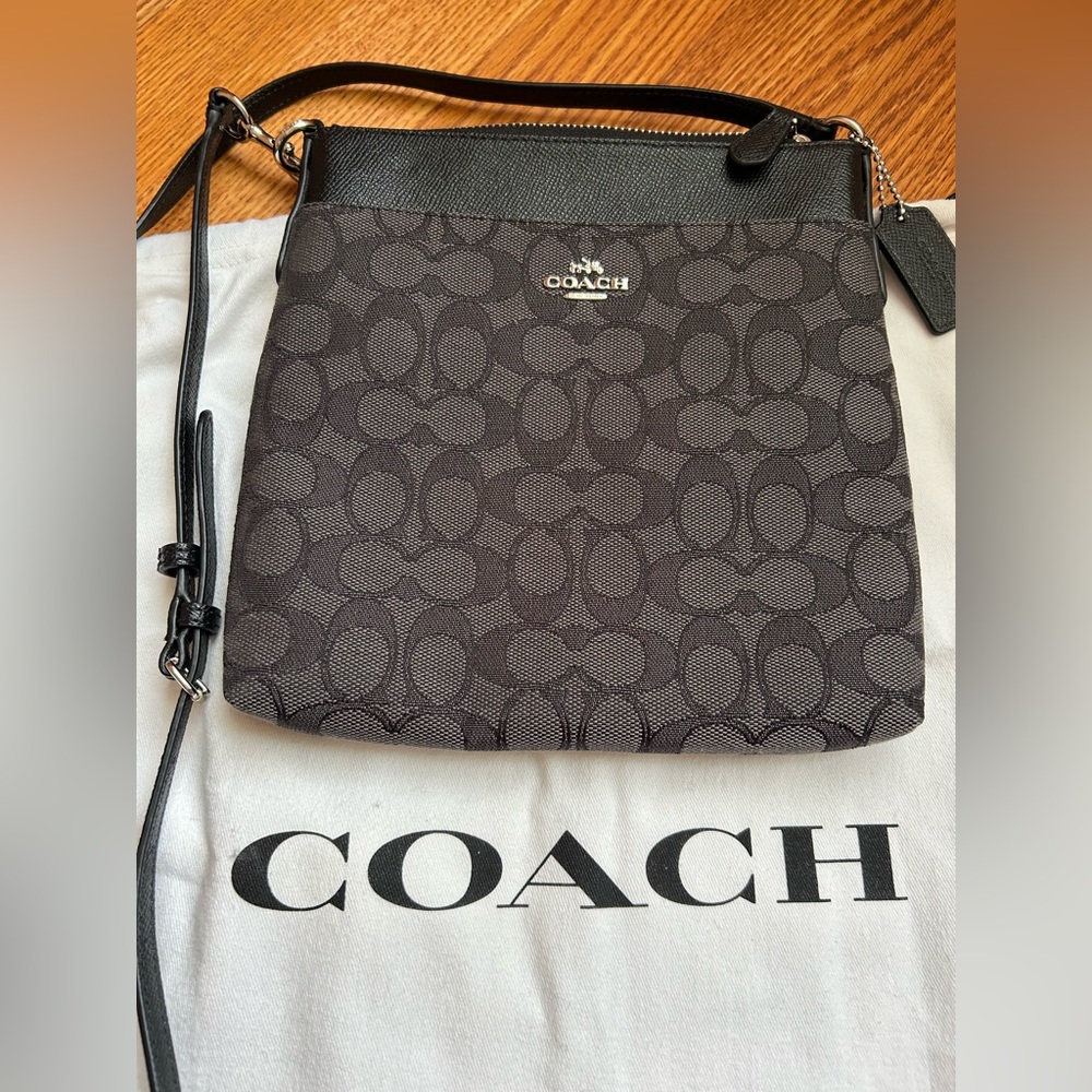 Coach signature logo leather/fabric shoulder/crossbody bag